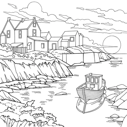 Scenery of a Seaside Town