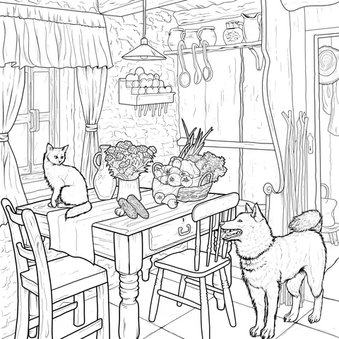 Cozy Kitchen with Pets