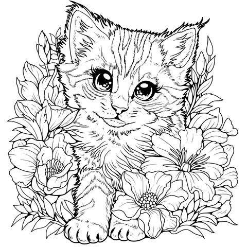 花丛中的小猫
