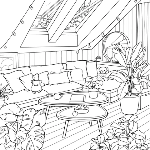 Cozy Green - Plant Filled Attic Living Room