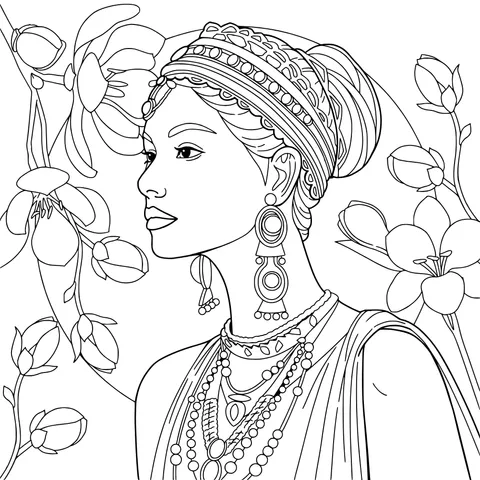 Classical Woman Adorned with Ornate Jewels