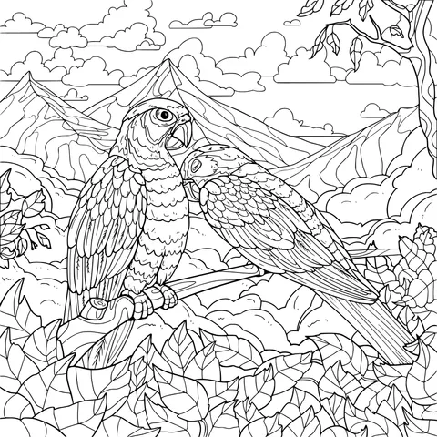 Parrot Partners in the Mountain Forest