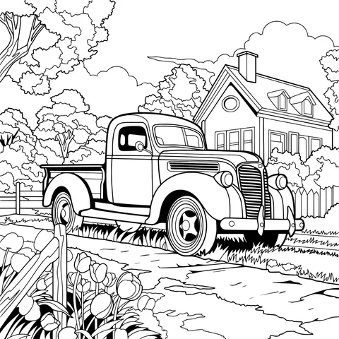 Vintage Truck by the Countryside