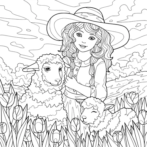 Shepherdess and Sheep
