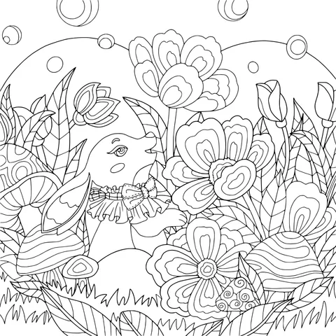 Rabbit in the Flower - Bed