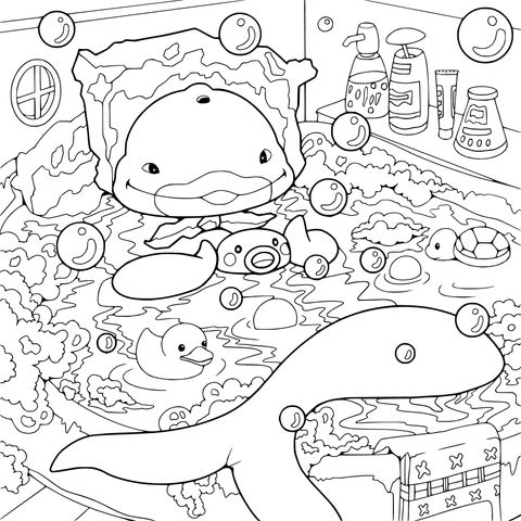白鲸愉快地泡澡