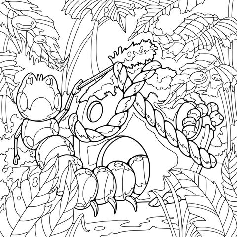 丛林中的毛毛虫与小屋