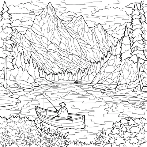 Angler by the Mountain - side Lake