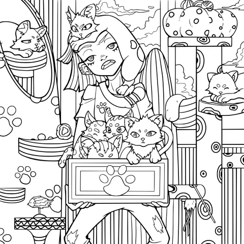 Woman holding cats