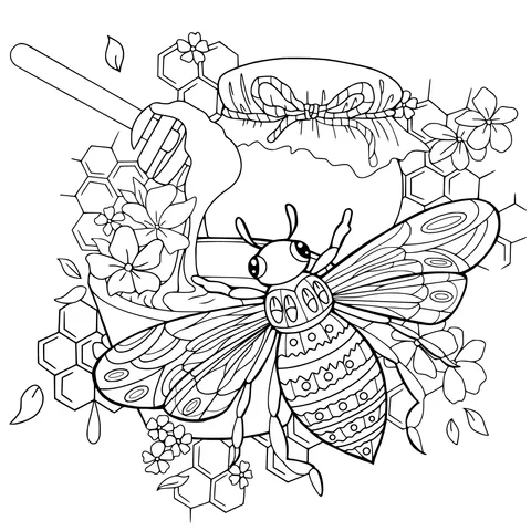 Color - winged Bee and Honey Pot