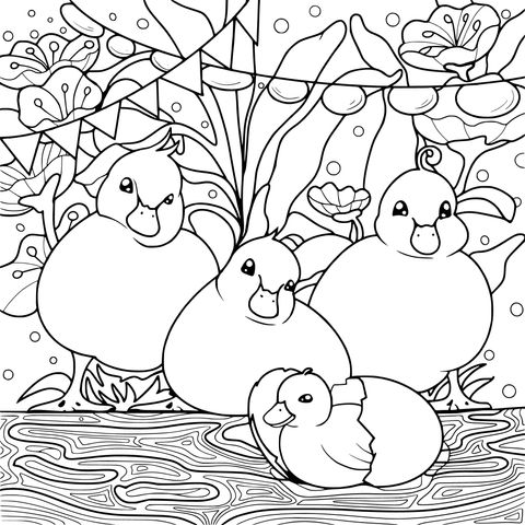 新生雏鸭与同伴