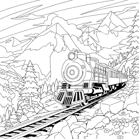 Train traveling in the mountains