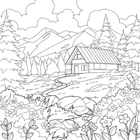 山间小屋的宁静美景