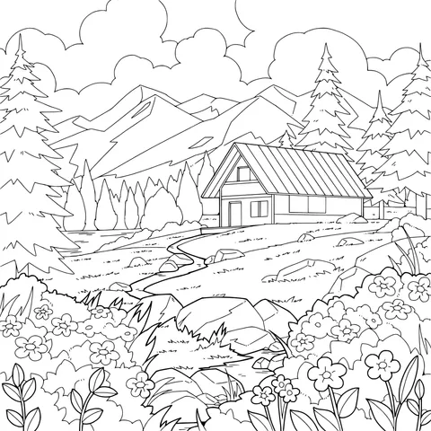 Serene Beauty of a Mountain Cabin