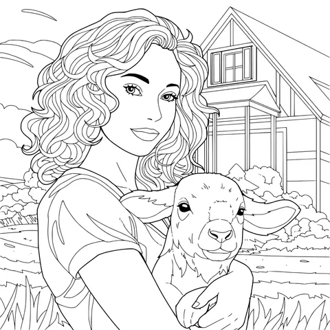 Woman Holding a Lamb