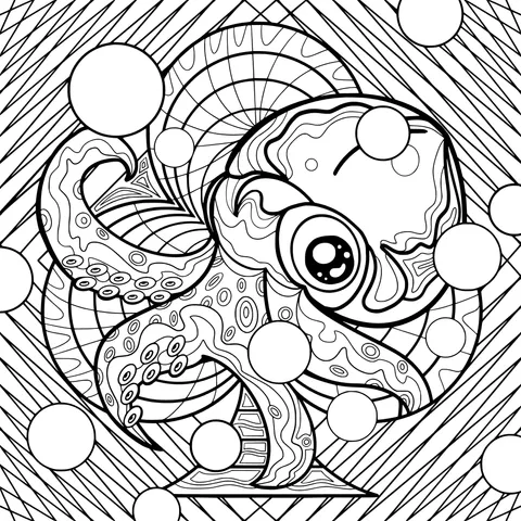 Cartoon - style Red Octopus