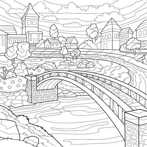 Scenery of a riverside town