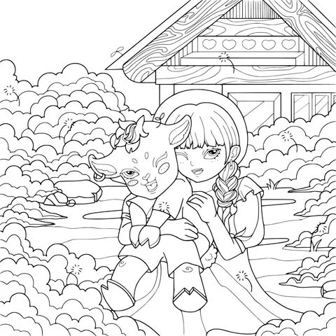 A Warm Moment Between a Girl and a Lamb