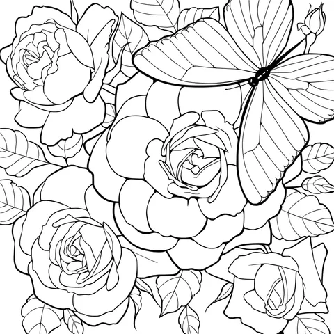 Butterfly and Roses