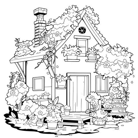 Cottage Surrounded by Flowers