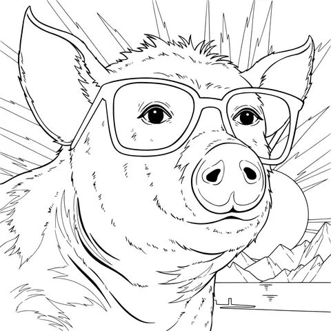 Pig wearing sunglasses