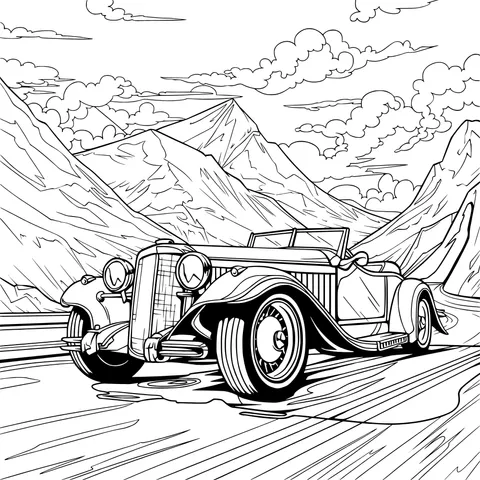 Vintage Convertible on a Mountain Road