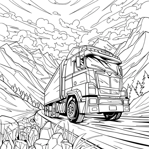 Red Truck on a Mountain Road