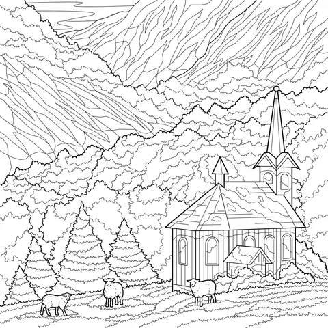 Church and Pastoral Scene in the Mountains
