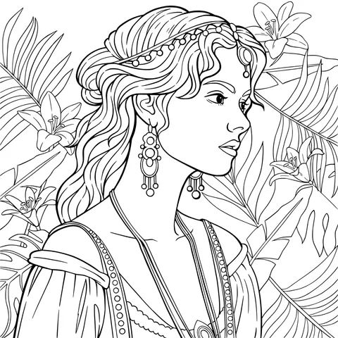 A Beautiful Woman in Classical Attire