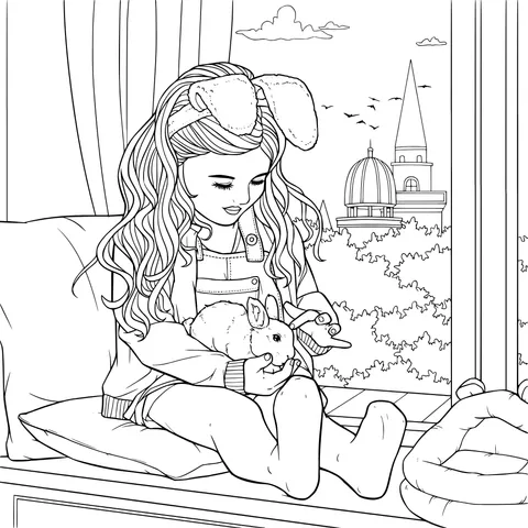 A Girl's Warm Time with a Rabbit