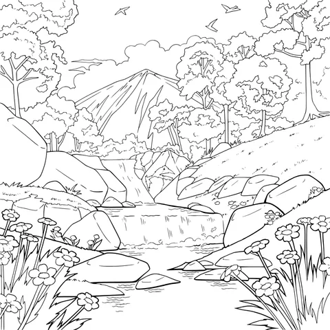 Beautiful Scenery of Mountain Stream