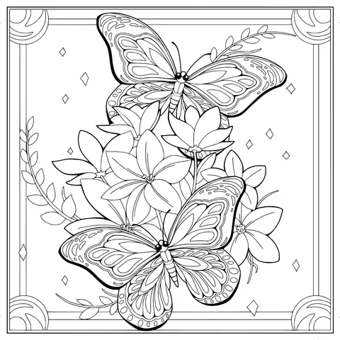 Butterflies Dancing Among Flowers