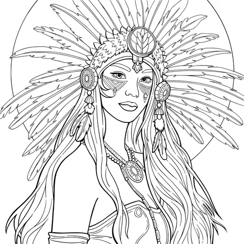 Native American woman in traditional attire