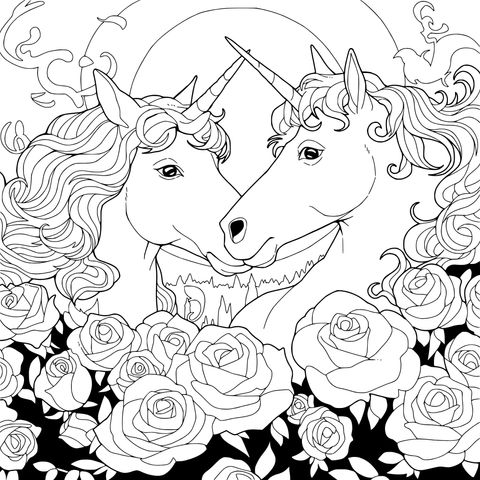 双独角兽与玫瑰