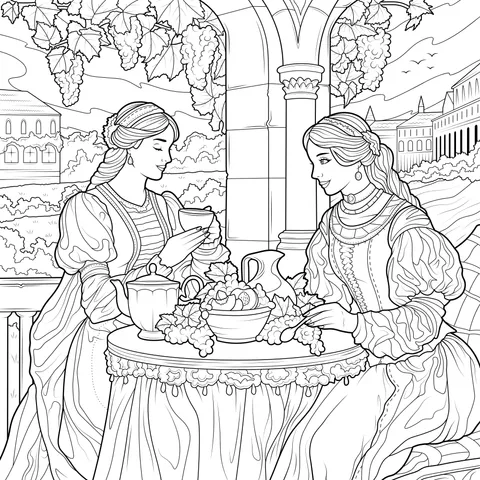 Afternoon tea time for two ladies
