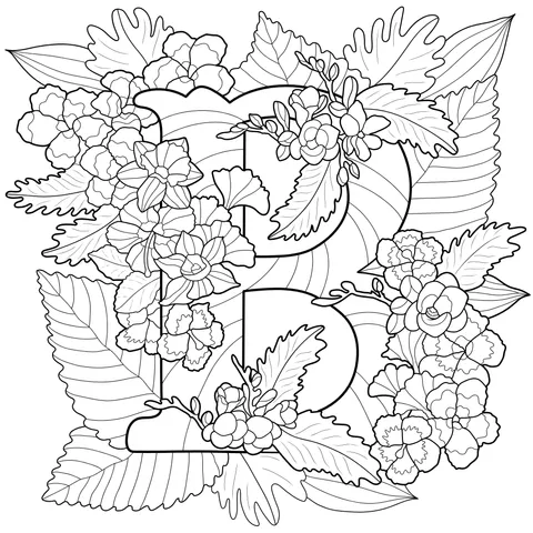 Flower - decorated Letter B