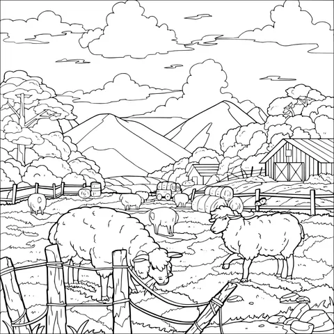 Pastoral Sheep - grazing Scene