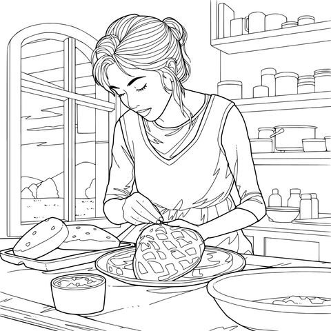 在厨房制作华夫饼的女子