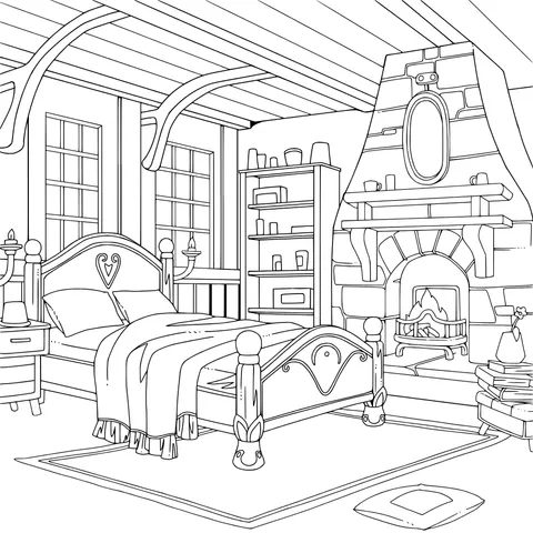 Cozy wooden bedroom