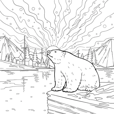 Polar Bear under the Northern Lights