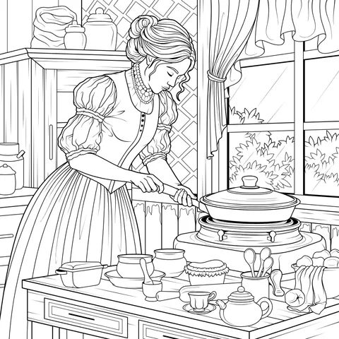 Lady cooking in the kitchen
