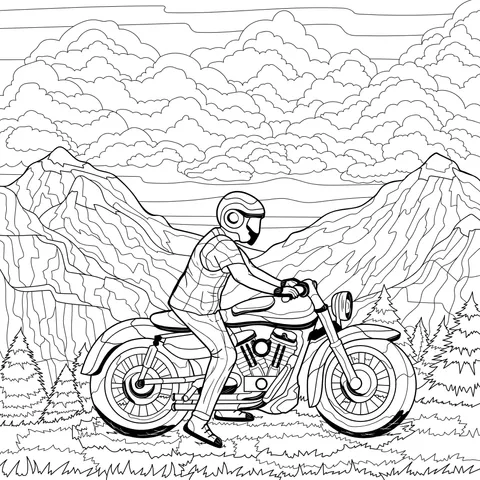 Person riding a motorcycle in the mountains