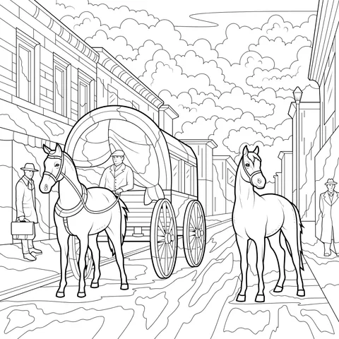 A Two - horse Carriage on the Street
