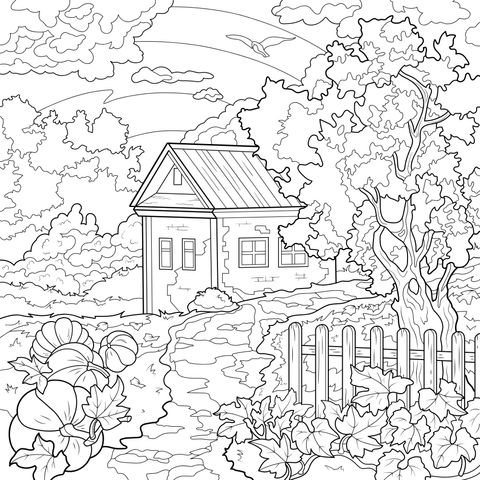 秋日乡村小屋