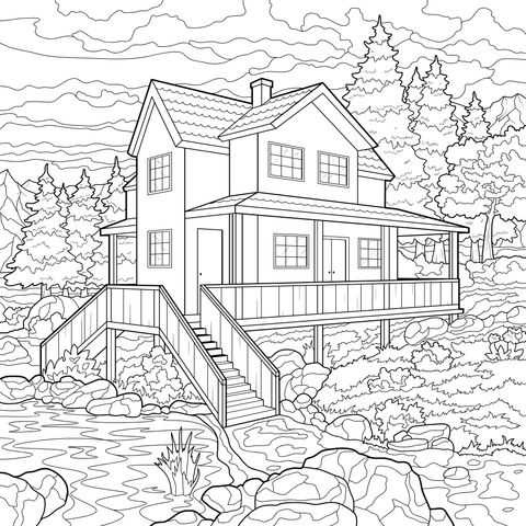 湖畔的双层小屋