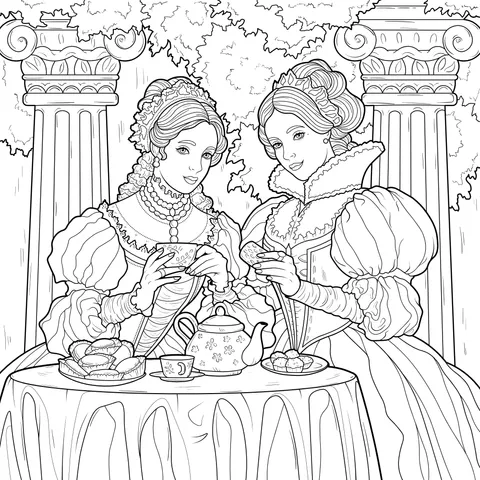 Afternoon Tea Time for Two Noble Ladies