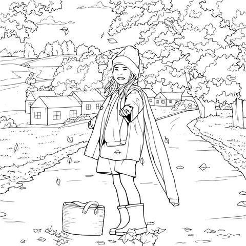 Girl on an Autumn Path