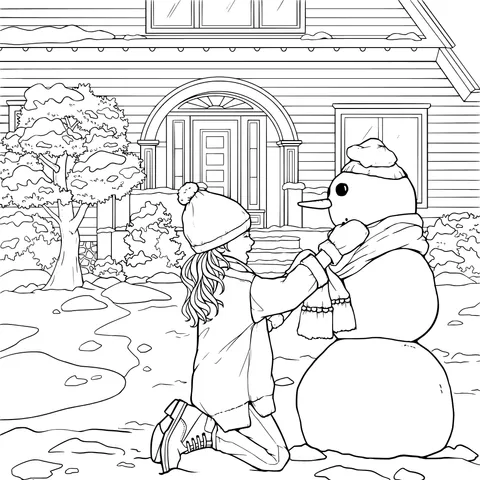 Girl and Snowman