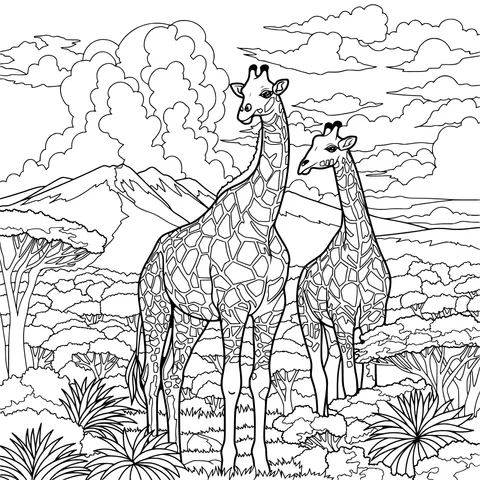 Two giraffes on the savanna