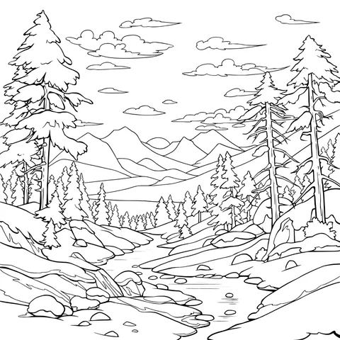 Snow - covered Mountain Forest in Winter